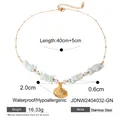 18k gold plated stainless steel bracelet with blue stones and sea shell charms - Blue JDNW2404032-GN