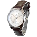 Silver quartz watch for men with brown leather strap and white roman numeral dial - Truman Series Brown Strap White Dial