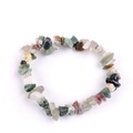 Handmade bracelet made of colorful mixed natural tumbled stone chips on elastic cord - Indian Moss Agate