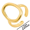 Polished 18K gold stainless steel open ring with irregular oval hollow design - Gold