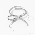 Bracelet jonc ouvert nœud argenté moderne avec texture chaîne serpent et poli - Bague Argentée PBJ542
