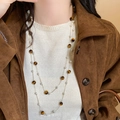 Collier superposé vintage avec perles oeil de tigre et perles d'imitation pour femme - 1# Collier-Or-Marron-Perles Rondes Double Couche