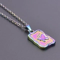 Rainbow plated stainless steel necklace featuring a butterfly motif rectangle pendant - Necklace / Rainbow
