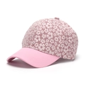 Detailaufnahme der rosa Blumenmuster und Nähte auf einer Canvas-Baseballkappe - Einheitsgröße(Einstellbar) / Rosa