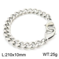 Bracelet gourmette en acier inoxydable argenté pour homme avec fermoir mousqueton - Style Gourmette Minimaliste (KB162559-Z)