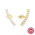 Orecchini a lobo in argento S925 dorato con pietre di zircone scintillanti - Stile Zirconia Curva a Barra Lunga / Oro