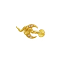 Golden snake and crescent moon stud earring with sparkling crystals and flat back - Gold Snake Moon