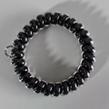 Glossy black spiral telephone wire hair tie with CHATRAN metal brand tag accessory - Black No Tag