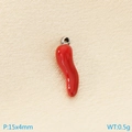 Red 3D stainless steel chili pepper charm pendant for DIY jewelry making 15x4mm - 15x4mm Red Chili Silver Hanging Ring (KLJ9998-Z)
