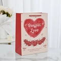 Pink and red cartoon paper gift bag with Graffiti Love heart and red rose patterns - Sincere Love