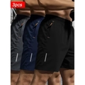 Set da 3 pantaloncini sportivi uomo ad asciugatura rapida in grigio, blu e nero - Taglia M / Grigio Scuro, Blu Notte E Nero