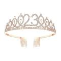 Tiara scintillante per il 23° compleanno in oro rosa con strass e pettini laterali - 23 anni