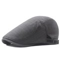 Classic dark grey plaid flat cap featuring adjustable metal buckle and vintage newsboy style - Light Gray