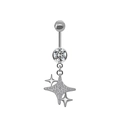 Sparkling silver star belly button ring with round zircon stones on white background - Iced Out Star