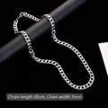 7mm wide silver Cuban chain necklace in stainless steel with 55cm length - 55cm x 7mm