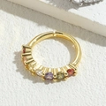 Anello placcato oro 14K con cristalli multicolore taglio rotondo su base dorata - Anello aperto / Zirconia Rotonda Multicolore