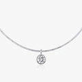 Elegante girocollo in argento S925 con catena a serpente e pendente con diamante tondo - Argento Sterling S925 Pietra Singola