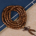 Pulsera de 108 cuentas de madera de Wengué con borlas marrones y grano natural - Cuentas de Barril 08mm*108 Cuentas [Agujero Pequeño de Precisión]