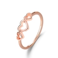 Bague cœur évidée minimaliste pour femme avec trois cœurs en finition or rose - Taille unique / Or rose 3 cœurs évidés x341