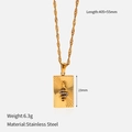 Detail of 18K gold plated stainless steel snake pendant necklace with measurements - Rectangular Snake
