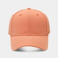 Detail of orange canvas baseball cap featuring six-panel structure and embroidered eyelets - Adjustable / Orange Pink
