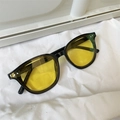 Retro black frame sunglasses with yellow transparent lenses and silver rivet accents - Black Frame Yellow Lens Classic