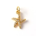 Macro shot of gold-plated starfish pendant set with sparkling zircon micro-inlays - Micro-inlaid Starfish