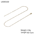 Detailed view of gold snake bone chain with lobster clasp and adjustable extension link - Gold Ring Disk Chain LX00032D