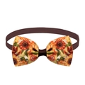Detailed close-up of sunflower print pet bowtie with brown adjustable ribbed strap - European Style Sunflower