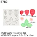 Stampo in silicone per cioccolato alla fragola con foglie di bacche e forme di fiori - 4# B782 / Grigio