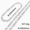 Zilveren hiphop set van titaniumstaal 3:1 NK-ketting, halsketting en armband van 5 mm - Armband / 5mm Zilver