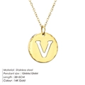 14K gold plated stainless steel necklace with initial V letter pendant jewelry - Letter V (V-14K Gold)
