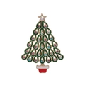 Kerstboom broche met groen emaille en kleurrijke strass steentjes op gouden metaal - Groene kerstboom