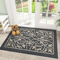 Felpudo nórdico gris oscuro y beige sobre suelo de madera clara frente a puerta del jardín - 50*80cm / Estilo Huahailan / Gris oscuro