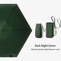 Mini flat folding sun umbrella in dark night green with a compact 15cm hardshell storage case - Pocket Case / 6 Ribs 6-Fold / Night Green