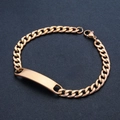Polished gold stainless steel Cuban link bracelet with a blank rectangular ID tag - All Rose Gold