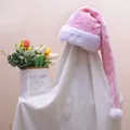 Cute pink plush Christmas hat with long tail and white pom-pom for festive celebration - 80*32cm / Pink Extra Long Santa Hat Adult 80CM