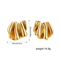 Polished gold irregular pleated texture earrings with 25mm dimensions and 14.9g weight - Irregular Ripple