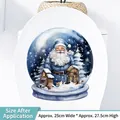 Blue Santa Claus crystal ball toilet seat sticker with snowflakes for Christmas decor - Crystal Ball Style 05