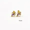 Golden spider stud earrings featuring purple marquise zircon and sparkling accents - Purple Spider Style (ZYN-DME243G-A) / Gold/Purple