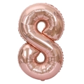 32-inch rose gold number 8 foil balloon with metallic finish for birthday party decor - Number 8 / Rose Gold