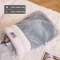 Sacco a pelo grigio a coste per gatti con calda fodera in pile bianco per cuccioli - M (Fino a 3kg) / Blu grigiastro