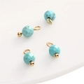 Sky blue natural stone 4mm faceted bead pendants with golden metal rings for DIY jewelry - Turquoise