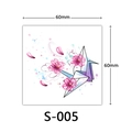 Temporary 60mm tattoo sticker S-005 with purple paper crane and pink cherry blossoms - Purple Paper Crane Cherry Blossom Style (S-005)