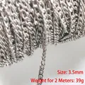 3.5mm silver stainless steel cross chain for DIY jewelry making and necklaces - Curb Chain (H1900) / 3.5mm (2 Meters/Pack) / Steel