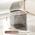Mini cestino da tavolo grigio trasparente con design strutturato e coperchio - Grigio Trasparente - Grande - Coperchio a Pressione