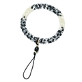 Detail of acrylic phone chain with marble pattern links and gold metal connector - SL1855-Black White Transparent Marble