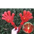 Red 28cm glowing plastic hand clapper toy with star pattern for festive cheering - Glowing Flag Style / 28cm