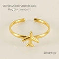 Verstellbarer Ring aus 18k vergoldetem Edelstahl mit Flugzeug-Design für Damen - Gold Flugzeugstil
