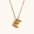 3D balloon letter E pendant necklace in 18K gold plated stainless steel for women - Gold - Letter E
